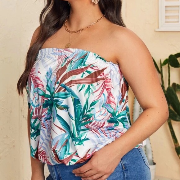 Plus - NWOT - Tropical Silk Tube Top - 3X - Picture 3 of 4